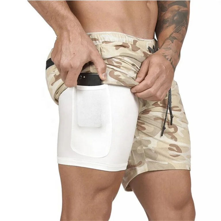 JL0324E High Quality Double Layer Shorts Men Quick Dry Fitness Shorts Men Workout Shorts With Liner