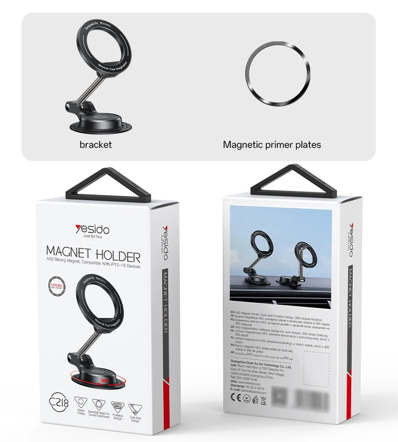 Yesido C218 360 Two-axis Rotation Strong Adhesion One-handed Access Rotate Magnetic Phone Holder