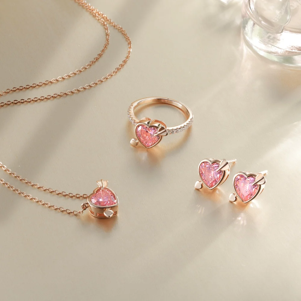 KAKODIY Tiny Charm Boutique Jewelry 925 Sterling Silver Plated Rose Gold Christmas Gift Heart Shape 5A Cubic Zirconia Stud Earrings detail 5