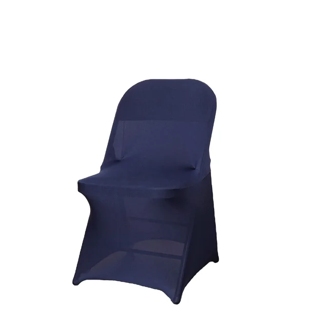 Stretch Spandex Navy Blue Folding Chair Cover for Wedding Party Dining Banquet Events Hotel Restaurant