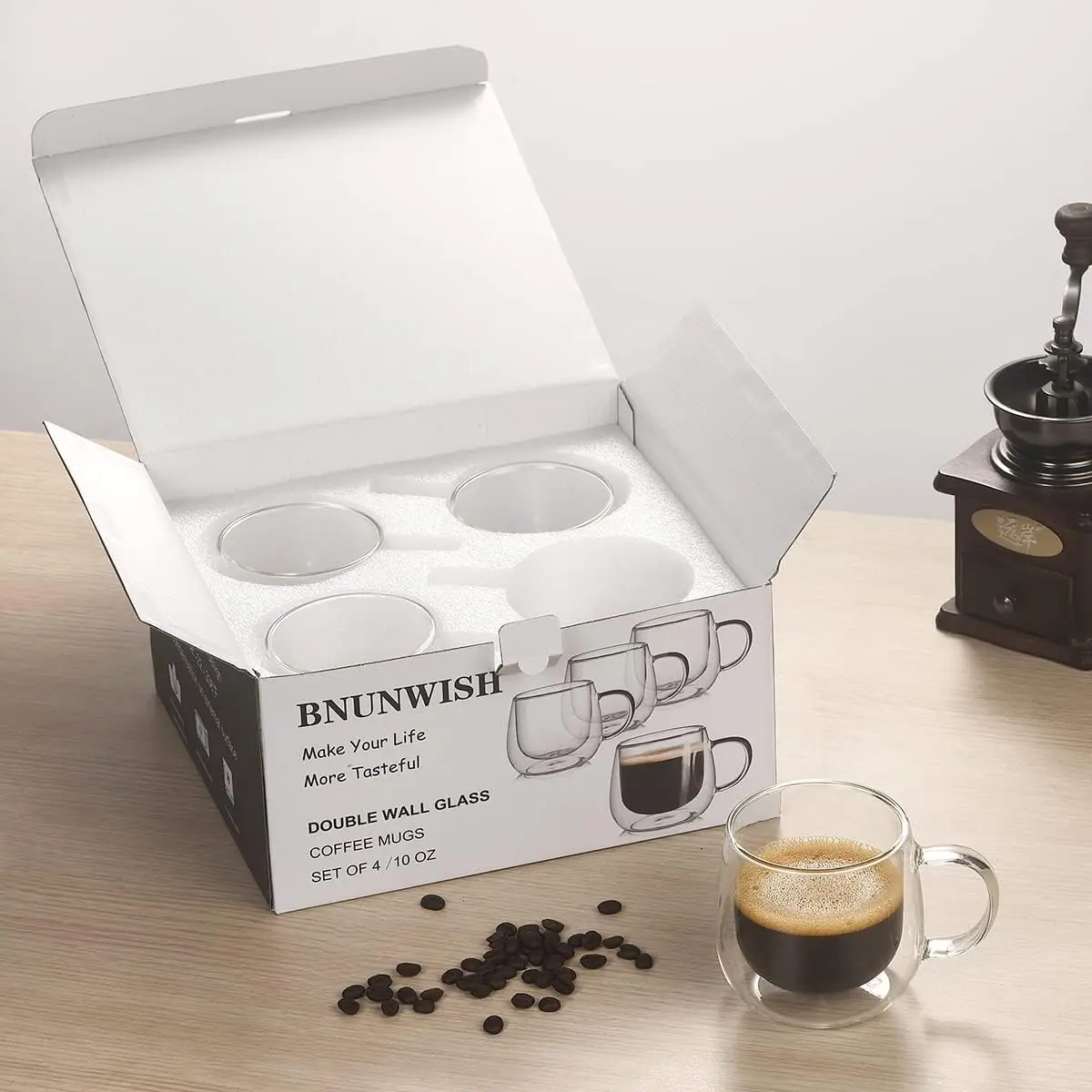 10oz 300ml Custom Handmade Insulated Double Wall Glass Espresso Cups