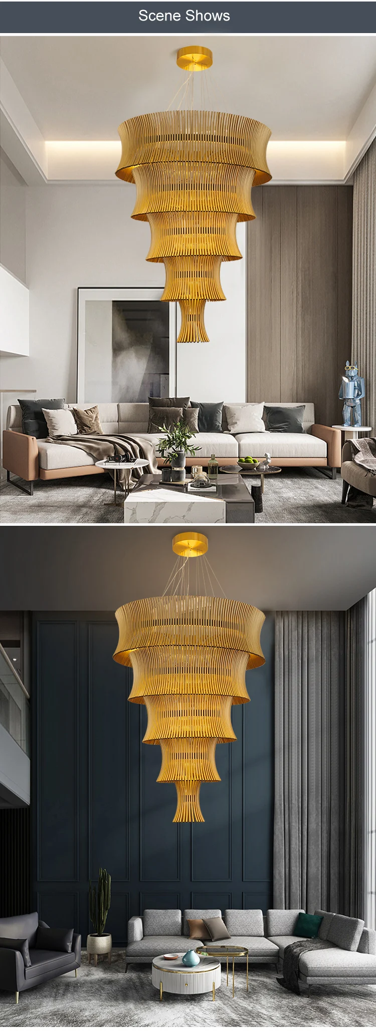 pmu8785 good quality indoor hotel lobby villa decoration chandelier custom large project led pendant light -4