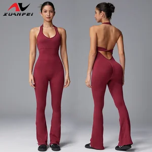Hot-Selling Ice Silk Lift Buttocks Shape Body Seamless Quick-Drying Breathable Neckline Style Yoga Tight Jumpsuits