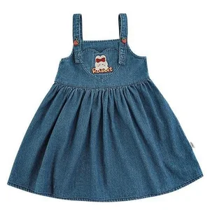 YOEHYAUL X4320 100%Cotton Summer Child Jeans Dress for Girls Custom Wholesale Toddler 5Year Girls Overalls Denim Dress Kids