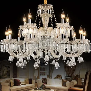 Crystal Modern Warm White 3000K Adjustable Height Hanging Indoor Chandelier