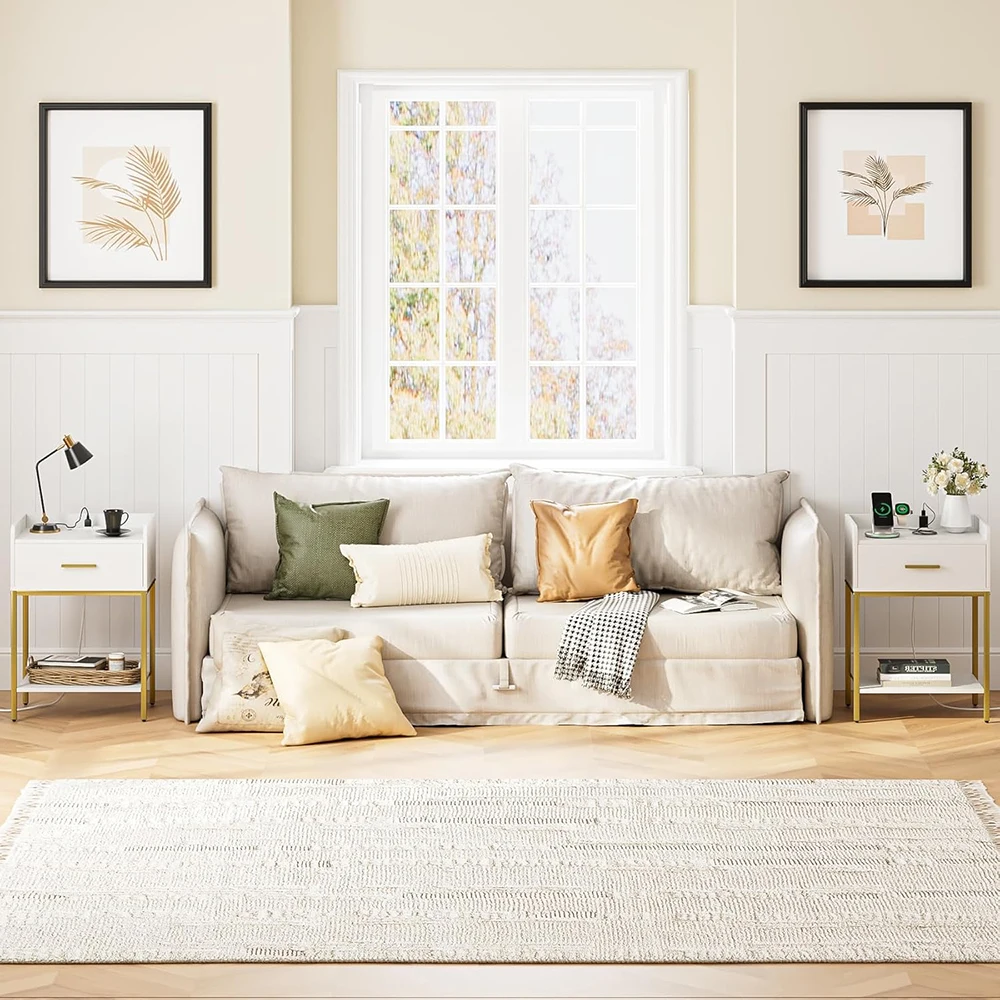 product nightstand charging station 3 tier modern wooden  metal bedside storage drawer shelf small end side table for apartment bedroom-6