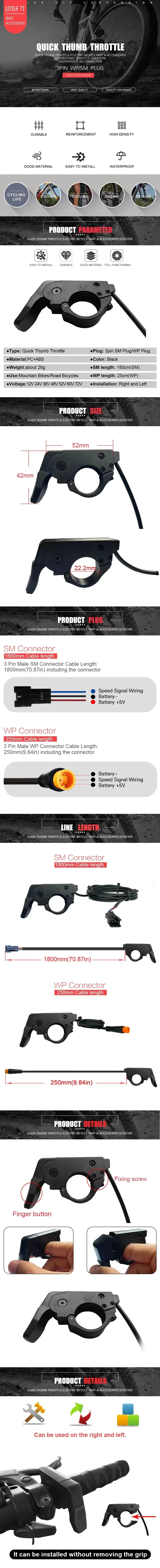Electric Bicycle Electric Scooter Bike Throttle TT-009 Universal Left and Right Hand Handle Accessories