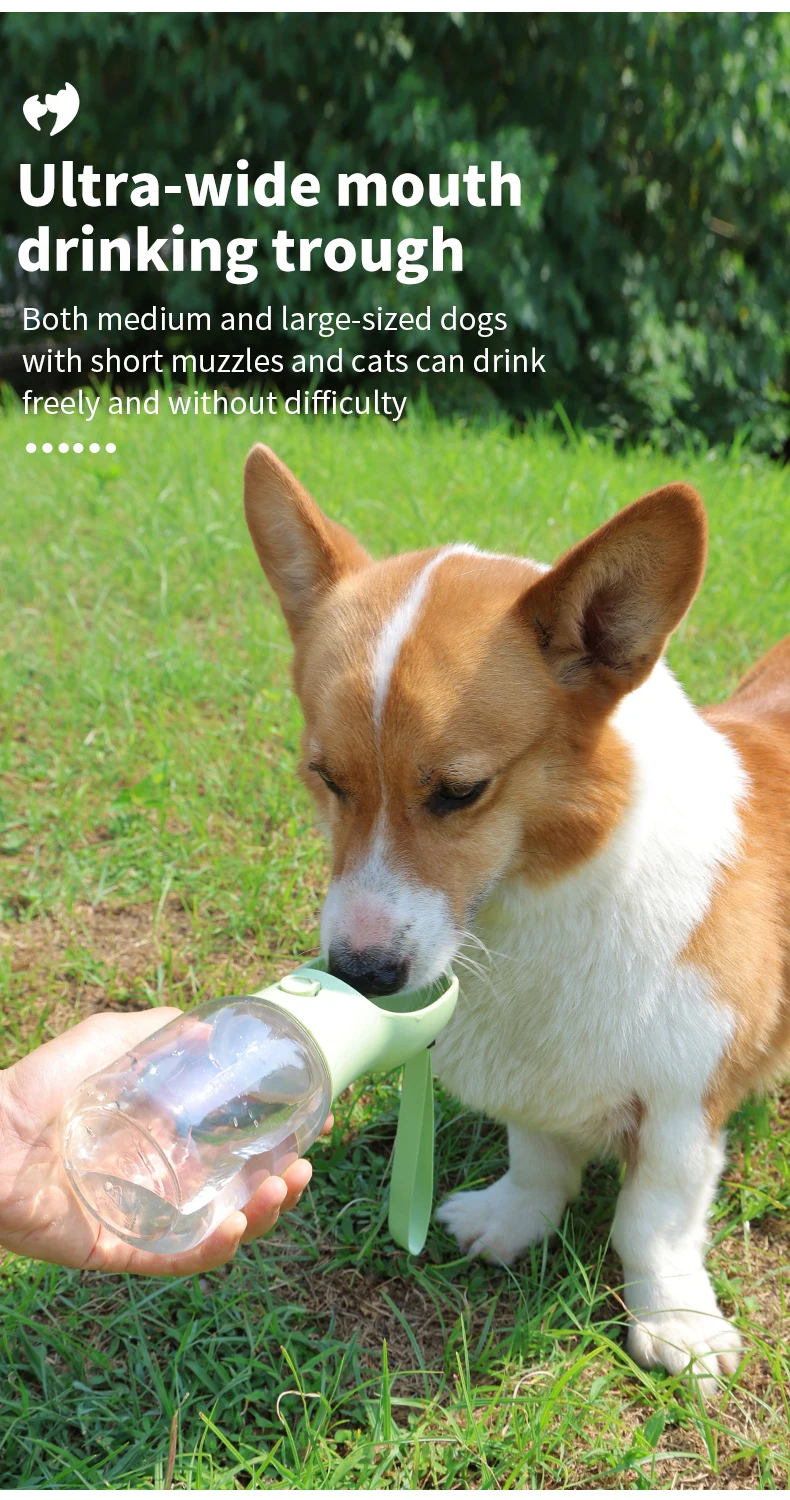product portable dual chamber dog water food cup hanging design outdoor walking travel pet water bottle for small puppy-4