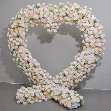 New Champagne Hydrangea Rose Heart Shaped Flower Arch Artificial Rose Flower Proposal Engagement Wedding Arch Display Props