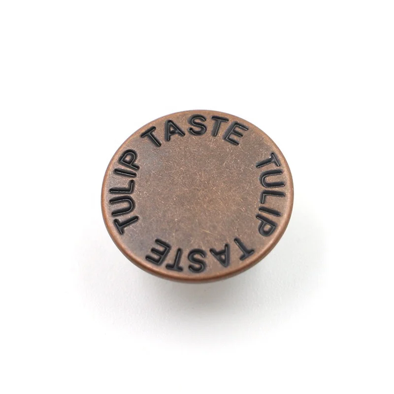 Custom Made Logo Embossed Metal Jeans Buttons High Quality Sustainable Plating Technique Available 10mm 20mm 17mm Decoration