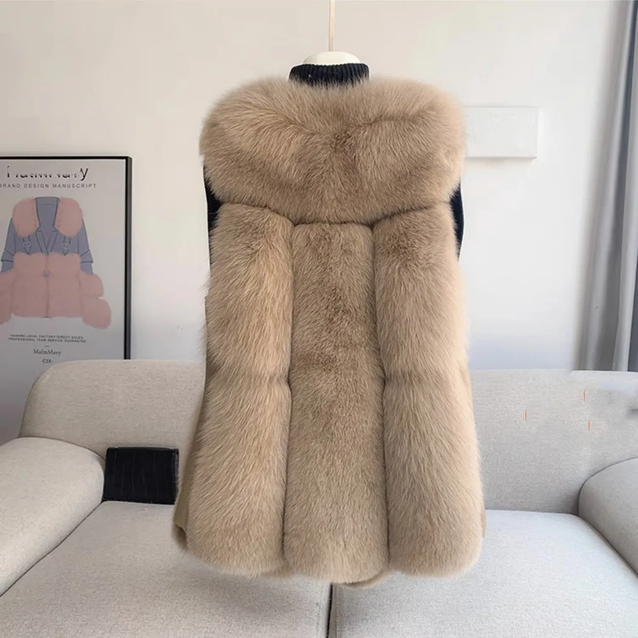 Hot Sale Super Quality Latest Design of Waistcoat Fur Gilet Multi Color Fluffy Furry Custom Cheap fox Fur Vest