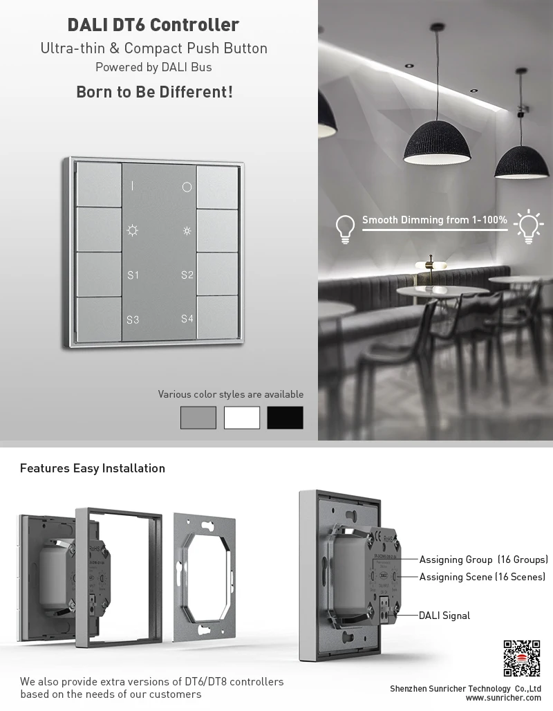 Dali Button Panel DALI-2 Push Button Panel Multi-Master Mode DIY Function 8-key