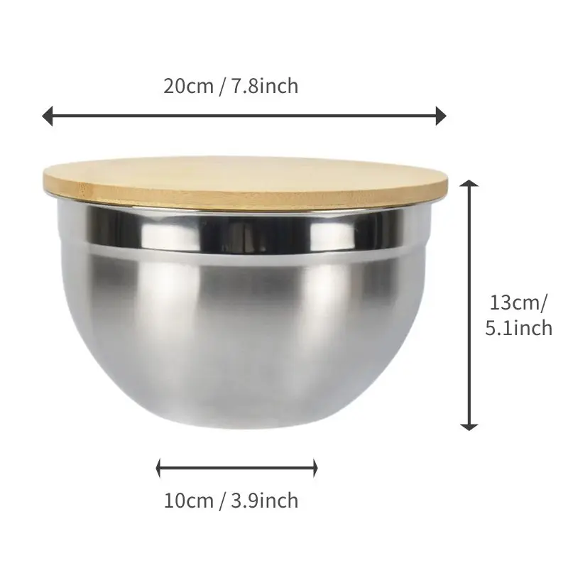 Stainless Steel Mixing Bowl with Bamboo Lid