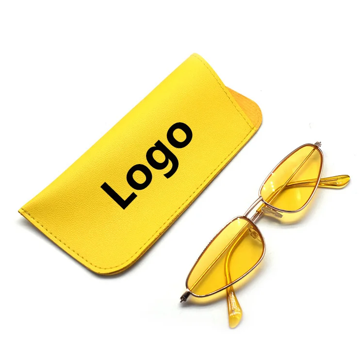 Maofar Factory Custom Logo Yellow Soft PU Leather Sunglasses Pouch Simple Glasses Pouch Case