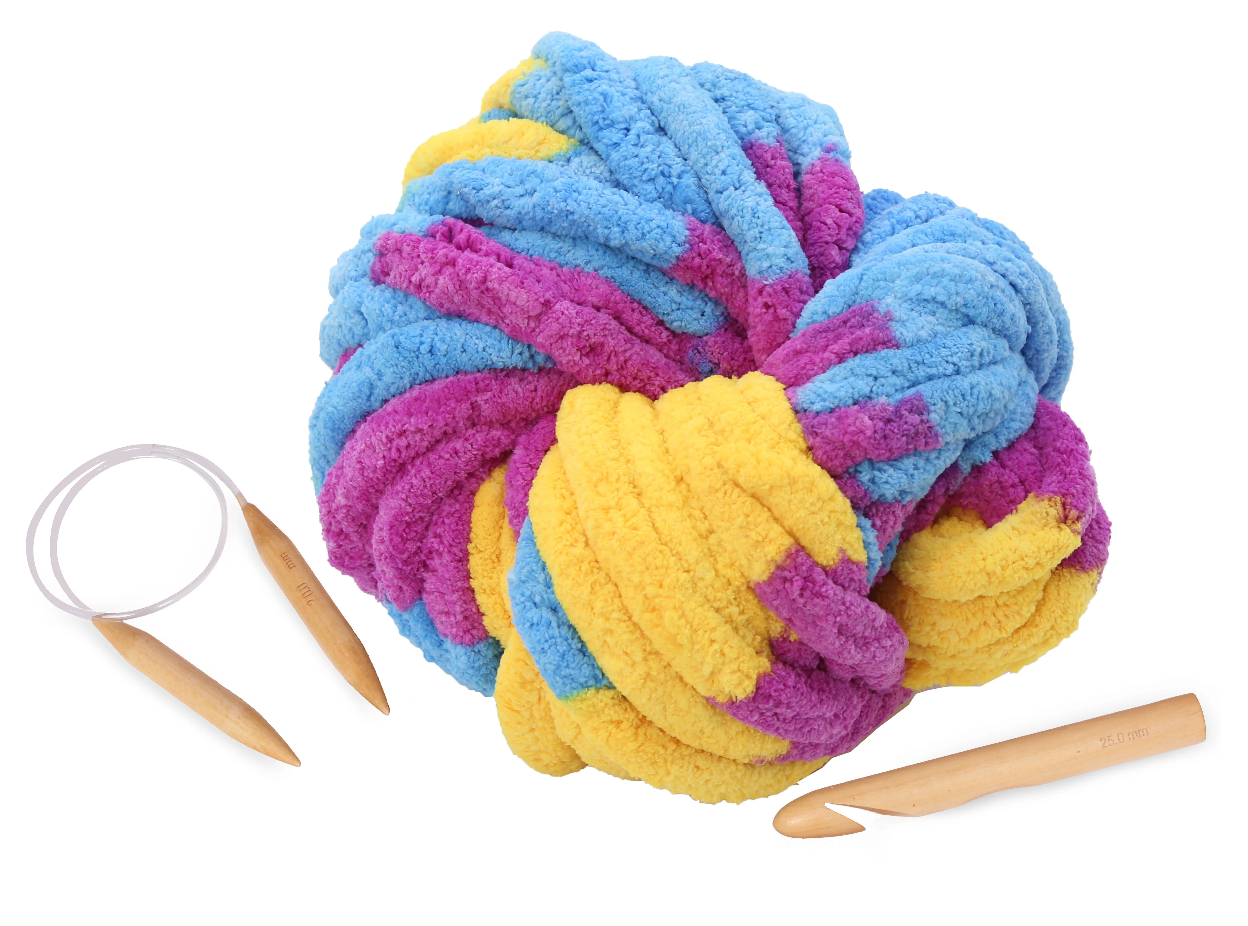 
 Ручное вязание, супер крупная синель одеяло, ковровая пряжа для 20 мм круговой иглы 25 мм крючок  