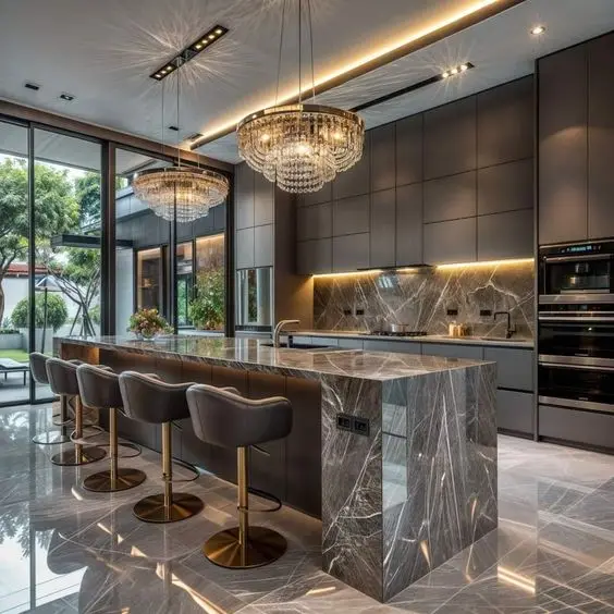 CBMMART Custom Matt Modern Island Designs White Cabinets Storage Wood Grain Kitchen Cabinet Kitchen Cupboard