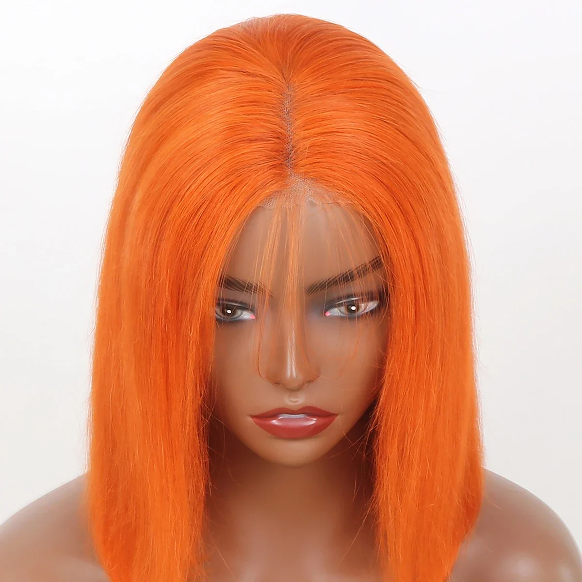 Parrucca senza colla 350 Capelli umani pre-pizzicati Colore zenzero Chiusura in pizzo dritto per principianti_voghion.com