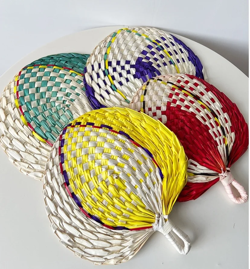 Rich Color Boho Rustic Portable Hand Bamboo Fans Hand Made Unique Wall Hanging Decor Bali Indoor Outdoor Decorations