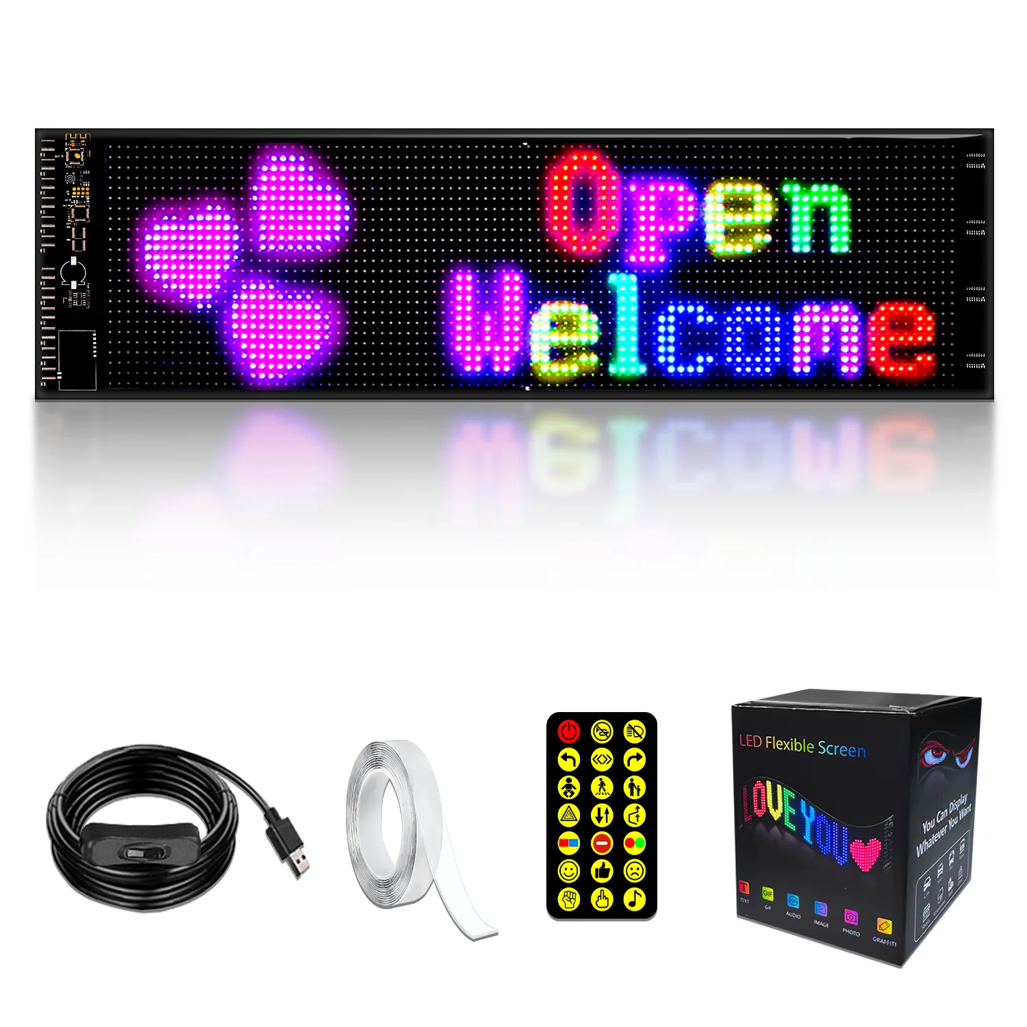 Smart Car Sticker Rear Glass LED Display Windshield Electronic Expression Advertising Scrolling Screen Car Light Accessory
