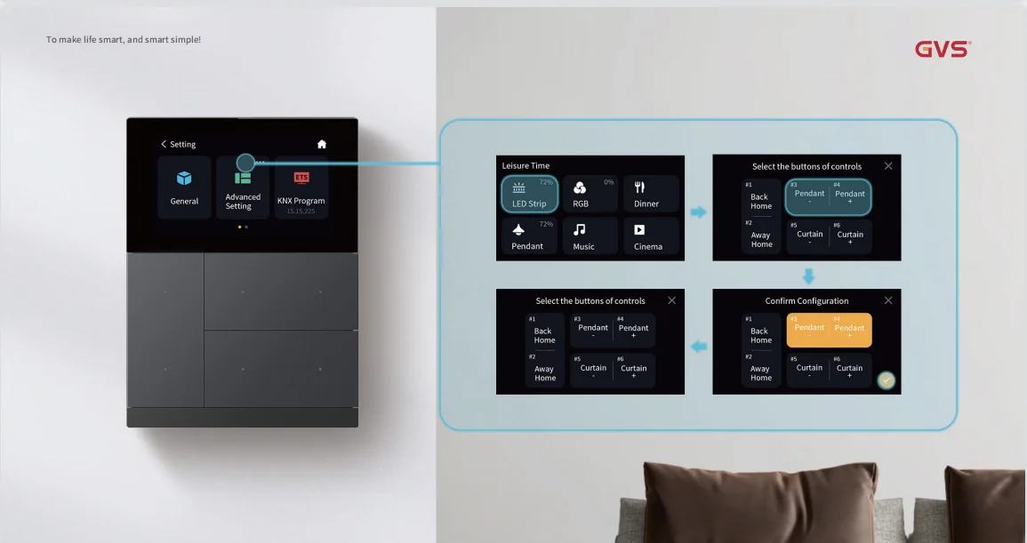 KNX CE ROHS Certificate Support Smart Home Automation Wall Switch Colorful Key Pad  Smart Control Touch Panel