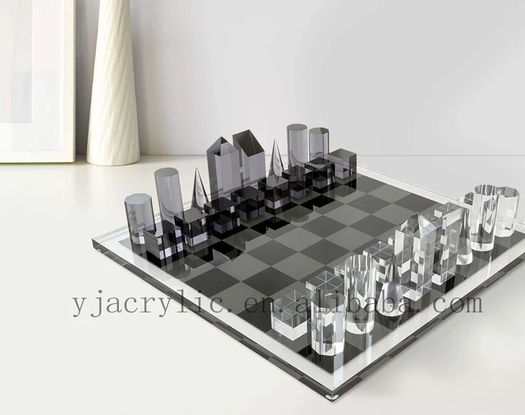 High Quality Custom Chess Board Games Checkers Building Blocks Luxury Backgammon Acrylic Chess Set