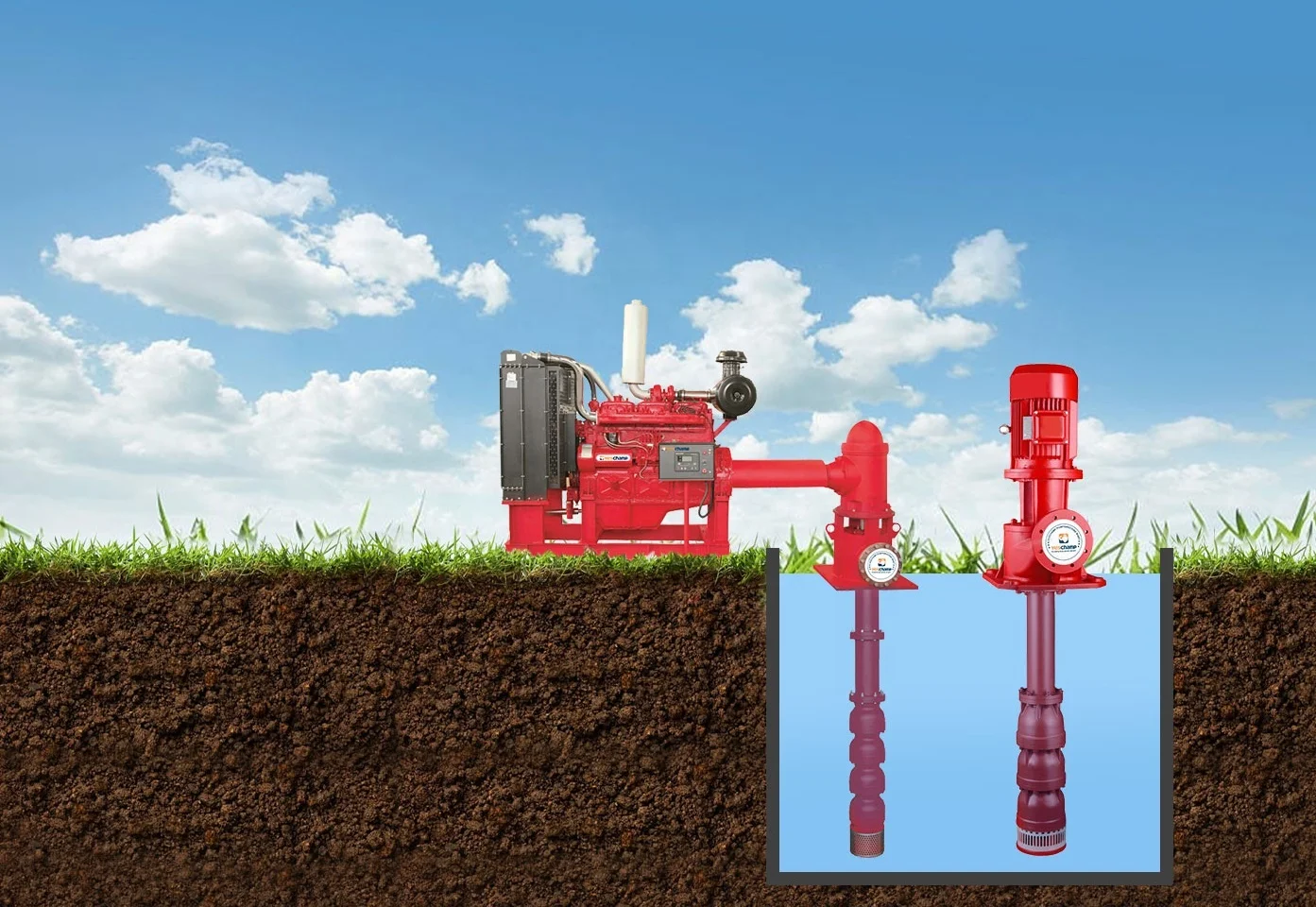 Vertical Turbine Fire Pump with Diesel Engine Multistage Iron and Cast Iron
