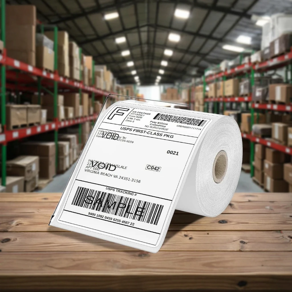 100x150 Courier Delivery Thermal Adhesive Label Roll 10x15 Thermal Shipping 4x6 Label Printer for Postage Grocery for Promotions