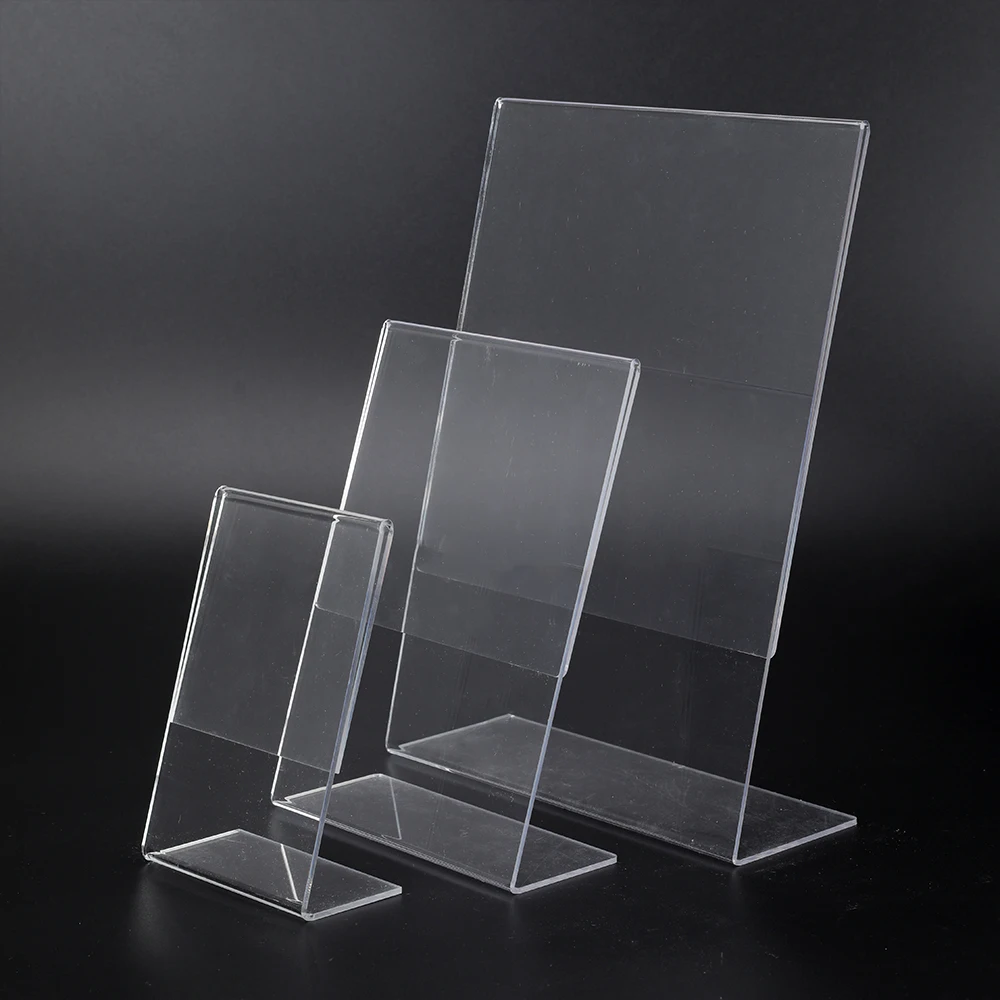 Custom Wholesale L Shape Acrylic Table Menu Sign Holder Clear Acrylic Display Stand Sign Holder Menu Holder details