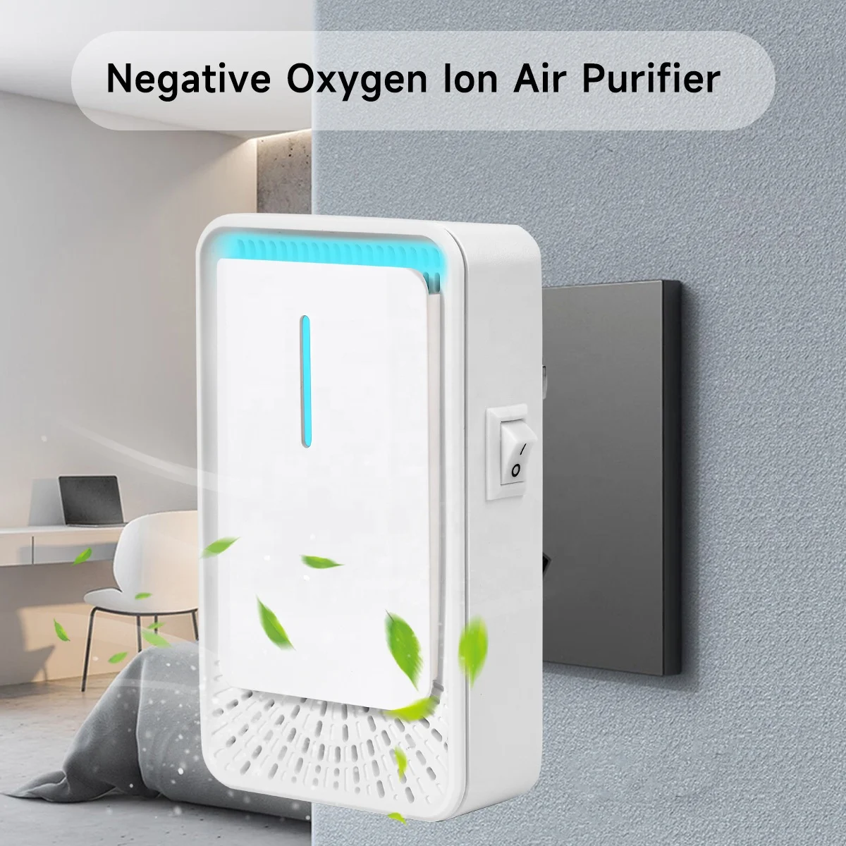 Plug-in Wall Negative Ion Air Purifier USB Powered Air Cleaner with Blue LED Light Odor Remover for Home Kitchen Bedroom 4