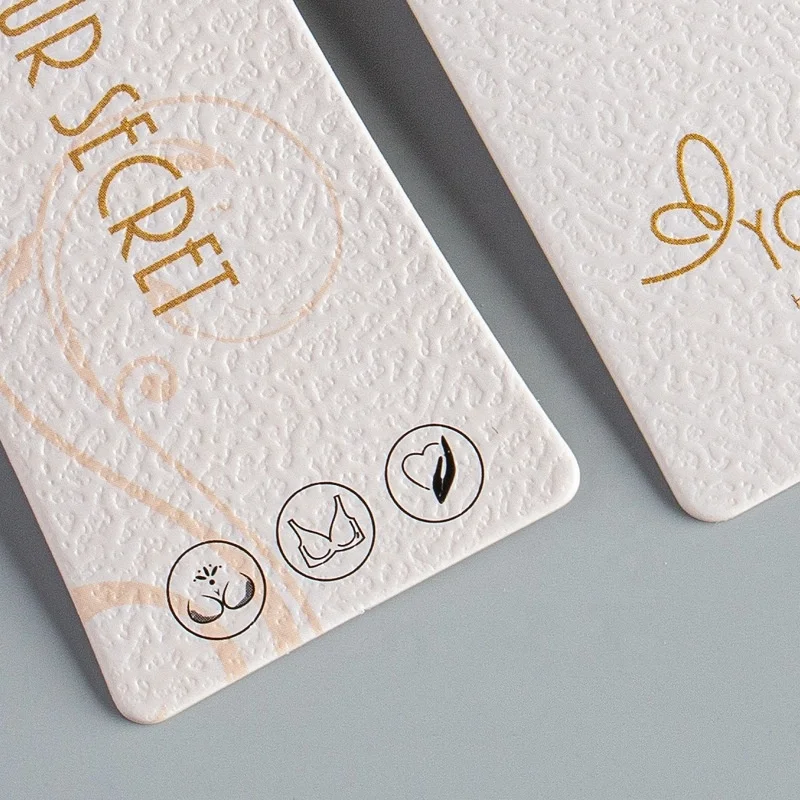 Factory Custom Garment Accessories Embossed Logo Luxury Dresses Underwear Product Hang Tag Tags Labels for Underwear Dress