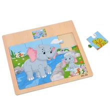 Kids Wood Puzzle Animal Jigsaw Puzzles Cartoon Cutely Traffic Cognitive Puzzle Education Developmental Toy for Children