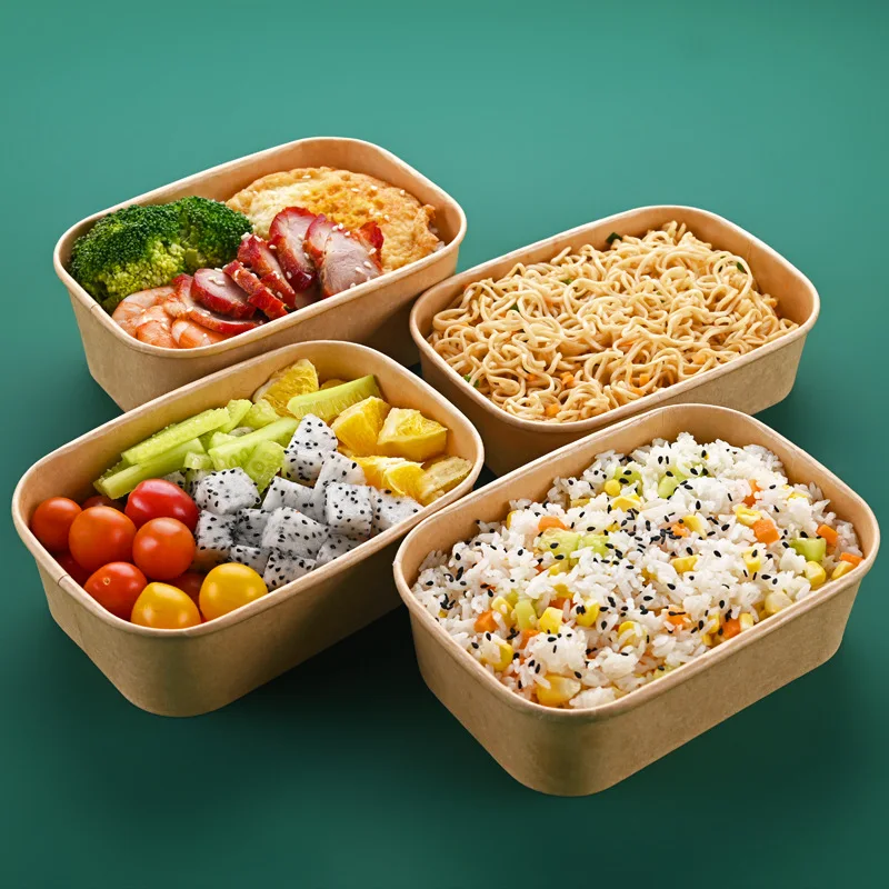 XYA disposable takeout lunch box Creative Kraft Paper Square Bottom Salad Bowl With PET /PP Lid supplier