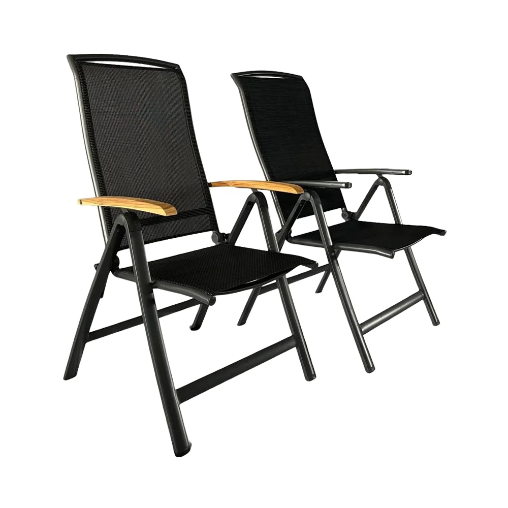 Luxury Six-Positions Aluminum Folding Chair with Wooden Grain European Design Outdoor Adjustable Beach Furniture Metal Material details