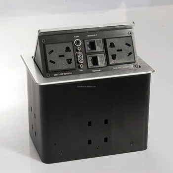 Multimedia Conference Table Pop Up Desktop Socket Aluminum Pop Up Desktop Outlet / Electric Power Socket