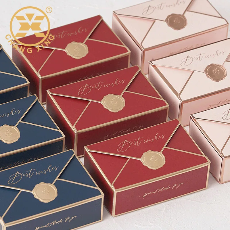 Empty Wedding Sweet Envelope Design Customized 6 Pieces Chocolate Praline Candy Packing Box With Labels