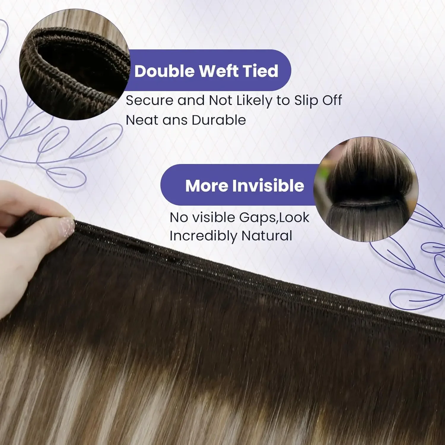 LaaVoo Human Hair Weft Sew in Hair Extensions Brazilian Hair 100G 14-24inch Bundle Weave Real Hair_voghion.com