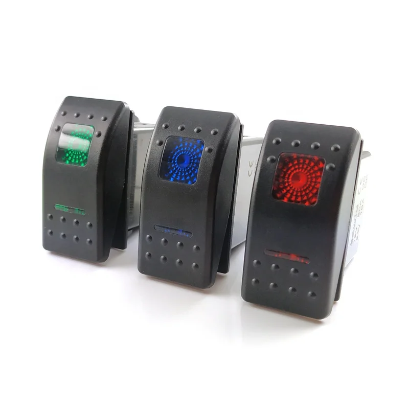 Set 3 Interruttori A Bilanciere Marini 12V/24V Con LED | Impermeabili IP65, 20A, SPST, Per Barca, ATV, Auto + Cavi Inclusi