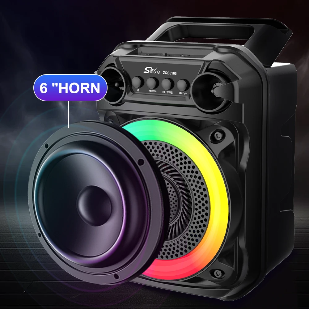 Sing-e ZQS6165 Portable Bluetooth Speaker with RGB LED Light