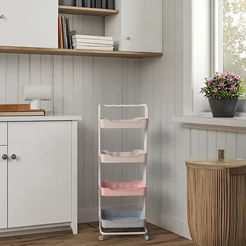 4層プラスチック製ベビー収納ラック、キッチン＆ワードローブ棚