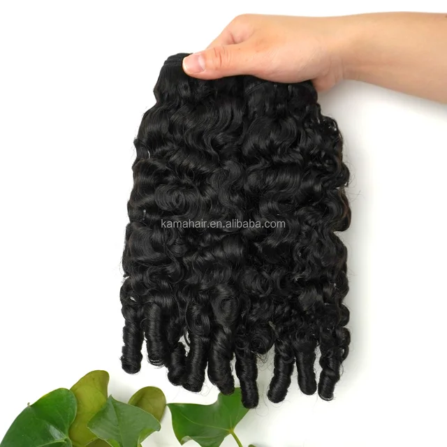 KAMA Wholesale 100% Virgin Remy Human Hair Weaving Weft Bundles Indian Curly Hair Extensions with Spiral Curl Ends