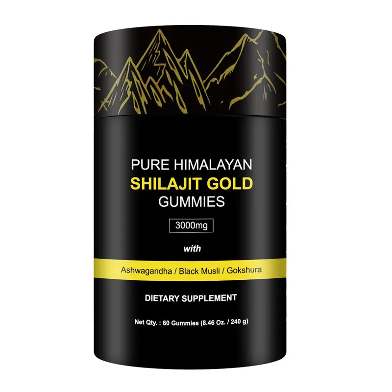 OEM/ODM Pure Himalayan Shilajit Gummies and Capsules Gold Shilajit Gummies Bottle Package