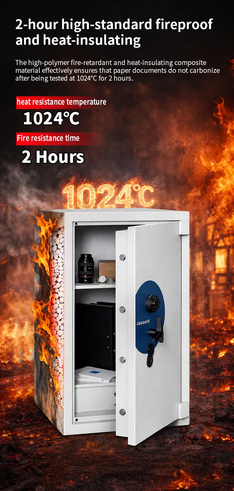 mk 894 ceqsafe digital fingerprint combination lock white 50mm door thickness two hours fireproof home safe box-6