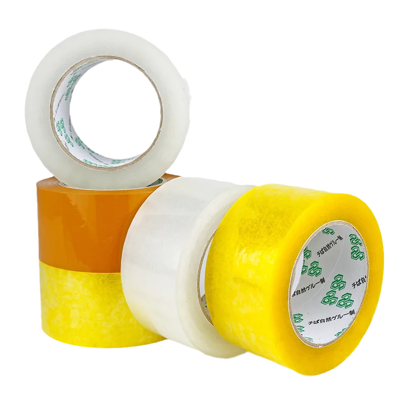Custom Size Self Adhesive Packaging Tape Bopp Yellowish Plastic Packing