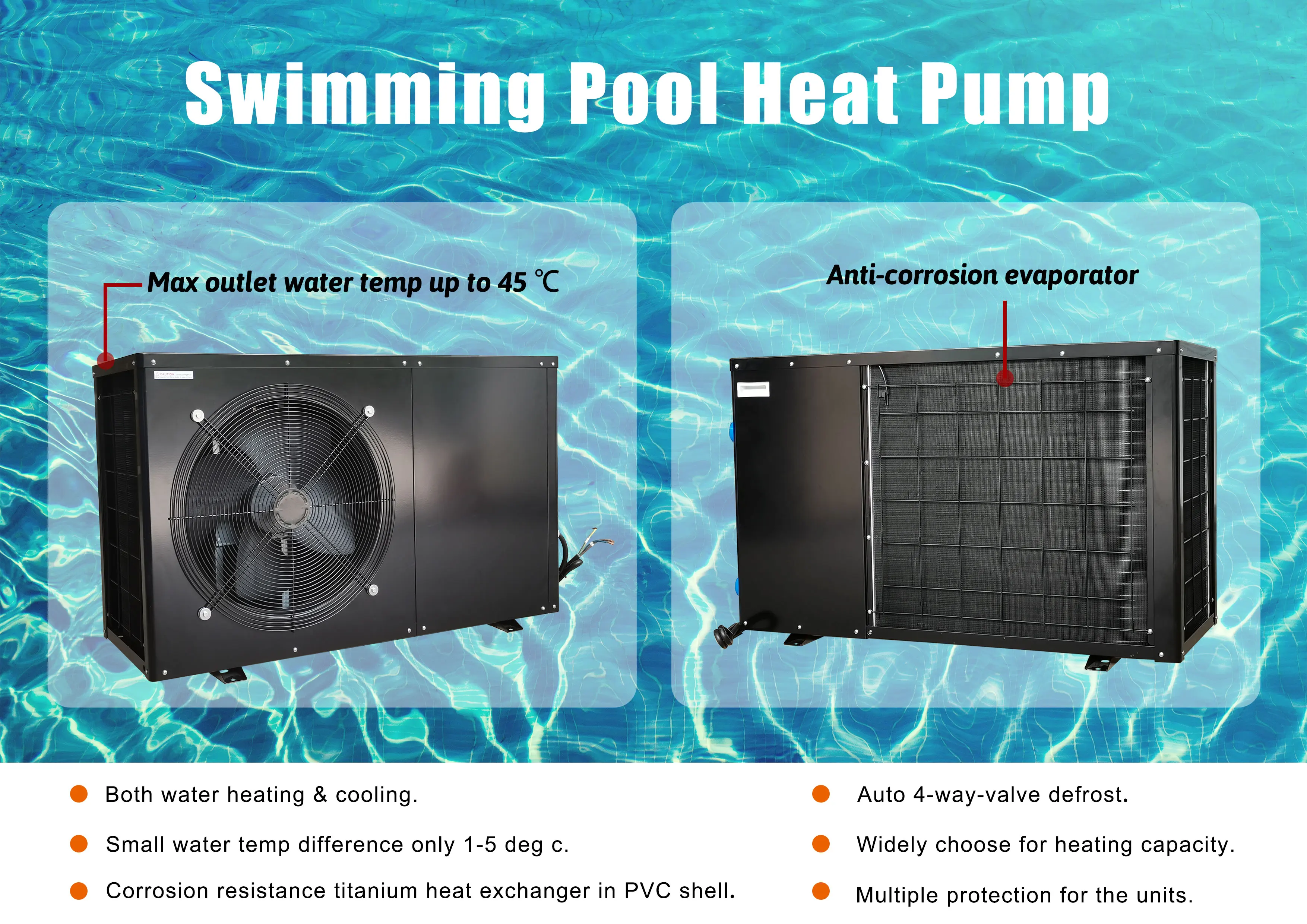 Above-ground Swimming Pool Spa Pond Solar Heating System Wifi Control Heat  Pump Water Heater/cooler CE Certification