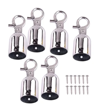 6Pcs Silver 28mm Rope Barrier Stopper Cord End Caps Heavy Duty Hanging Hook with Self Closing Clasp