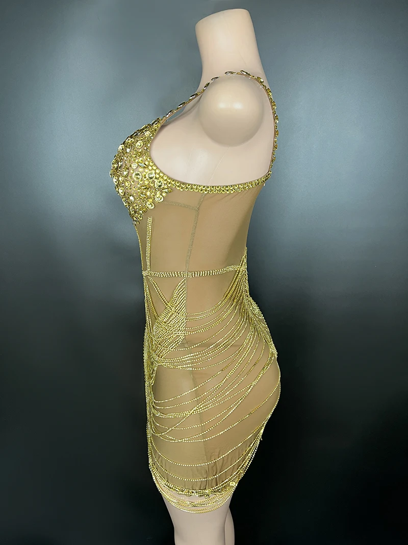 slim fit dress slacks Gold Metallic Bodycon Midi Dress Halter Neck main image 1