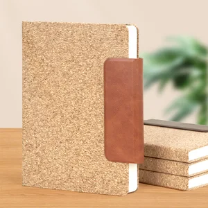 A5 Creative Stitching Magnetic Buckle Business Enterprise Wooden Notebook Custom Eco-Friendly Cork PU Notebook Notepad