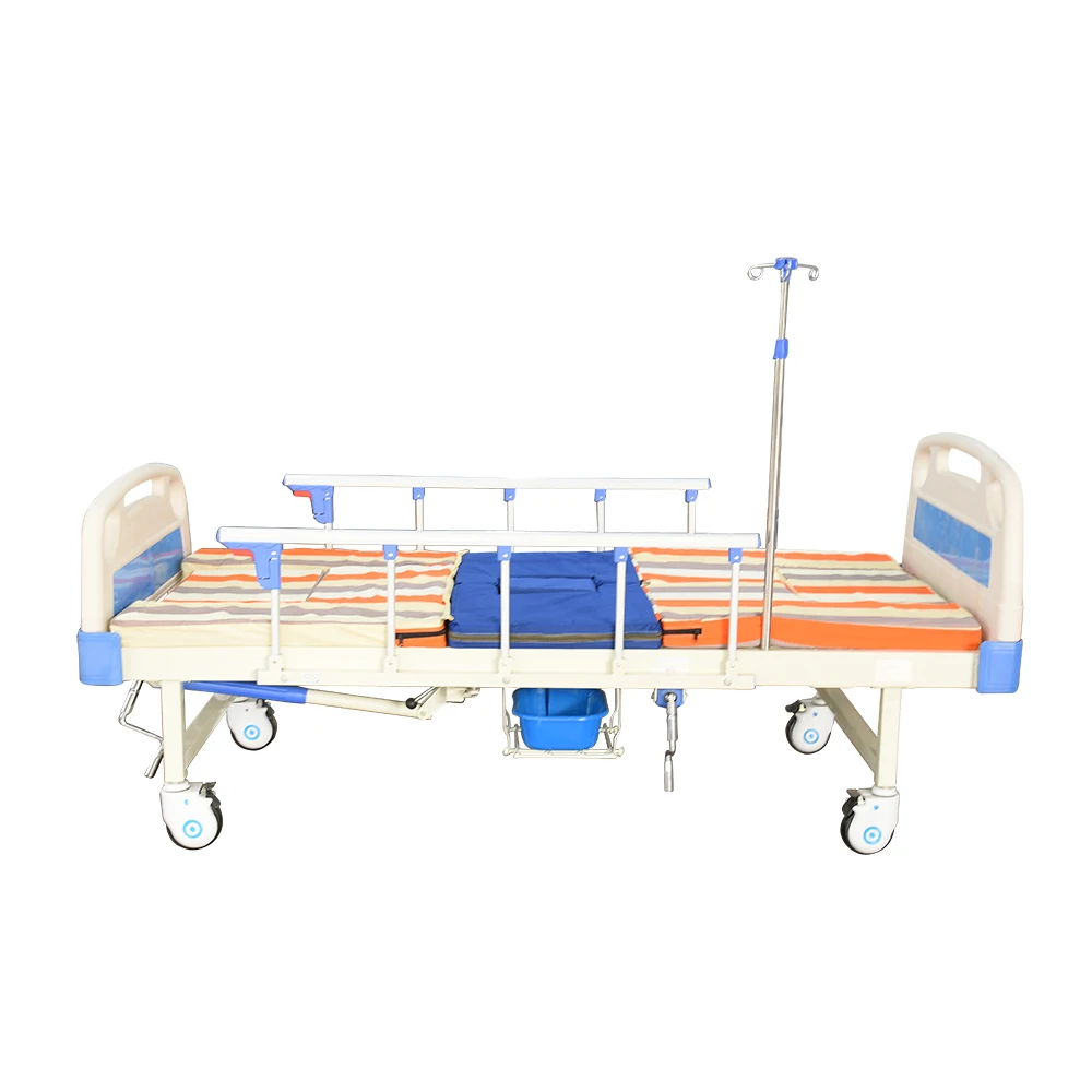 Manual Middle-Curved Five Column Adjustable Foldable Modern Hospital Therapeutic Bed Leg Lift Function Infusion Support Hotel 4