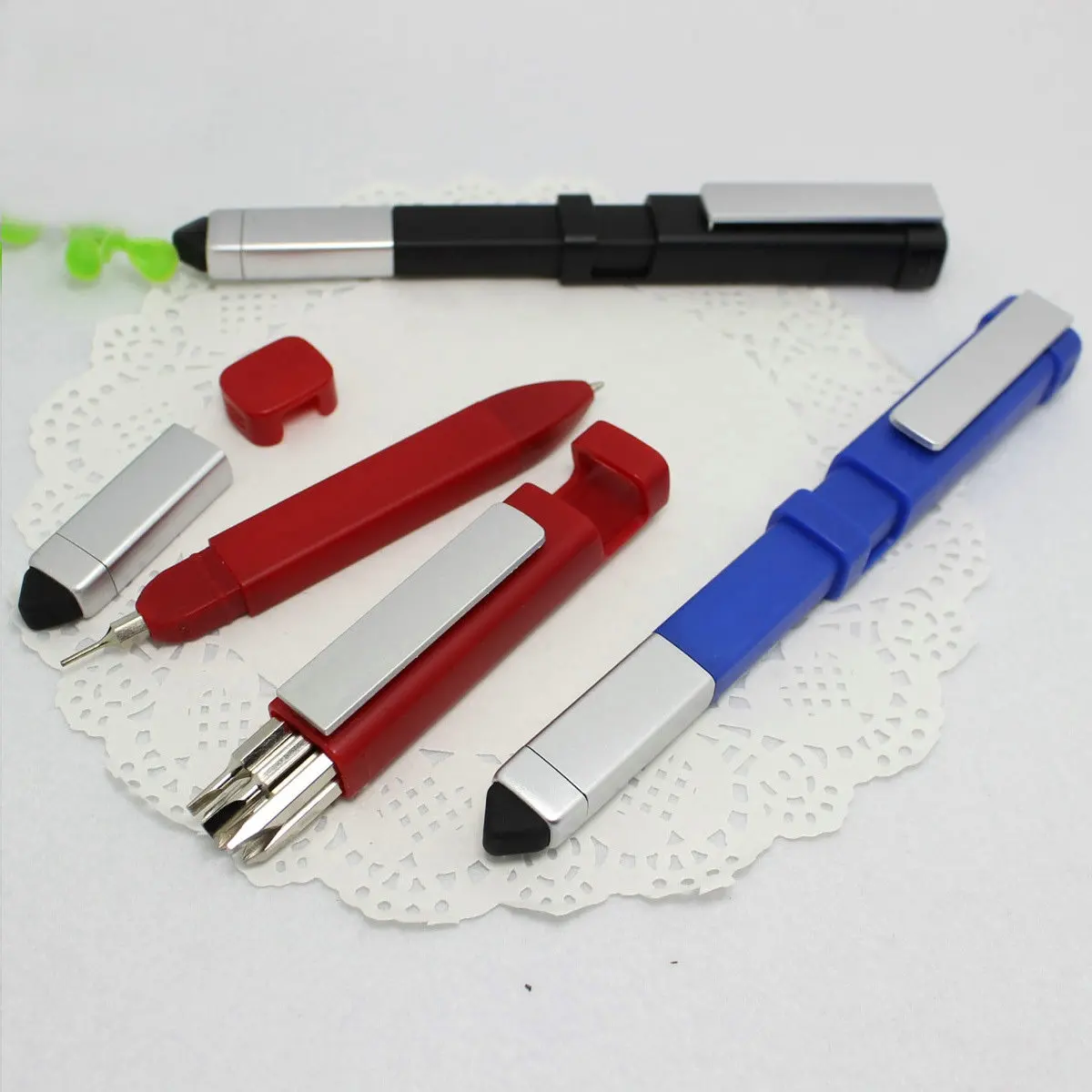 1012 Multi Functional Tool Pen Square Shape Ball Pen Phone Holder 6 Screwdrivers Touch Smart Pen with Custom logo