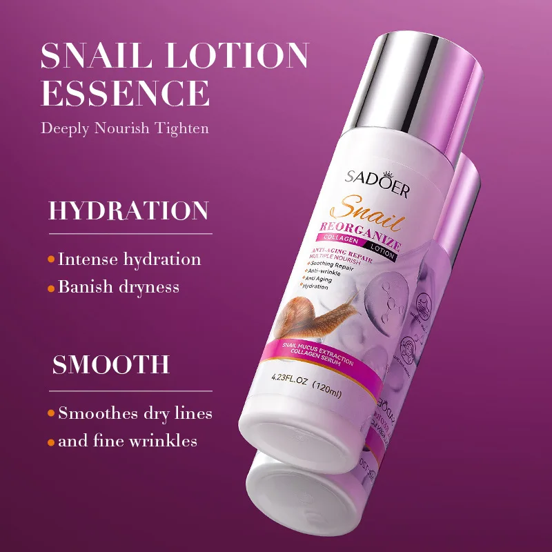 OEM SADOER Natural Snail Recombinant Collagen Emulsion Intense Hydration Banish Dryness Face Lotion Essence